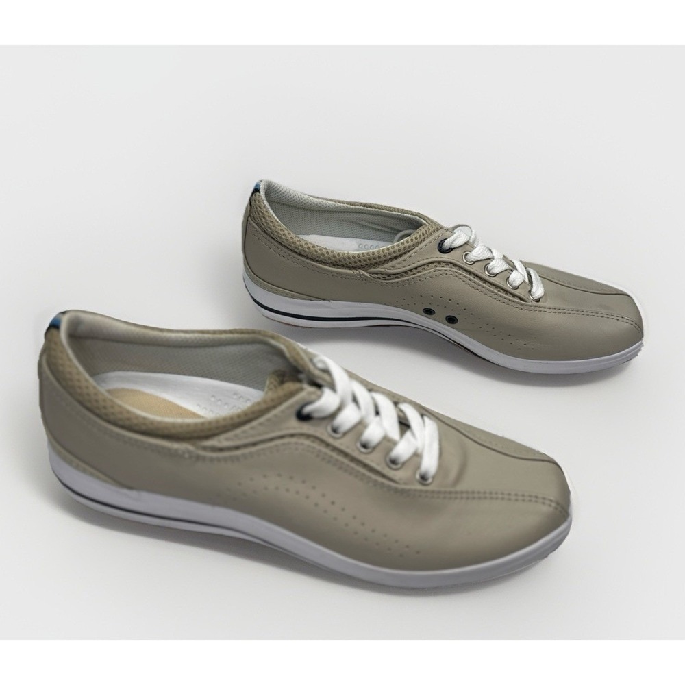 Keds Women's Gray Leather Sneakers Size 7 Taupe Low Top Lace Up Beige - Picture 7 of 8
